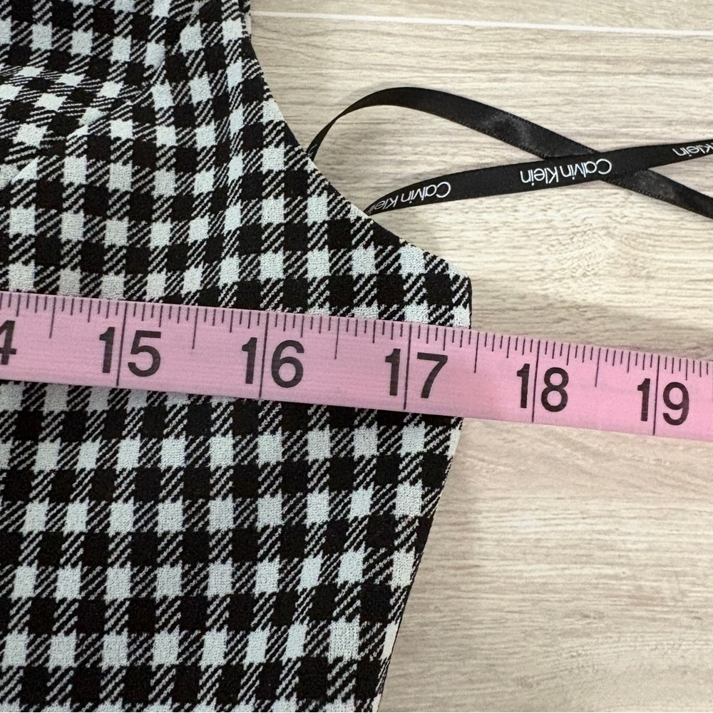 Calvin Klein Black Gingham Check Sleeveless Fit & Flare Dress - Picture 14 of 15